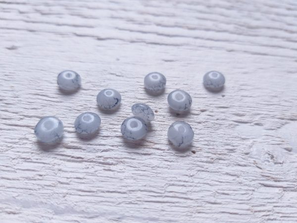 10 Perles Palets Marbrés 6 mm Gris