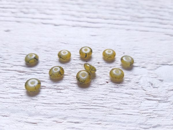 10 Perles Palets Marbrés 6 mm Jaune