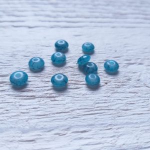 10 Perles Palets Marbrés 6 mm Bleu Paon