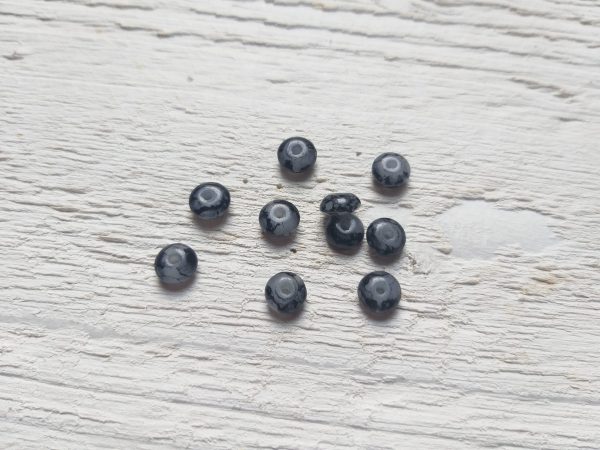 10 Perles Palets Marbrés 6 mm Noir