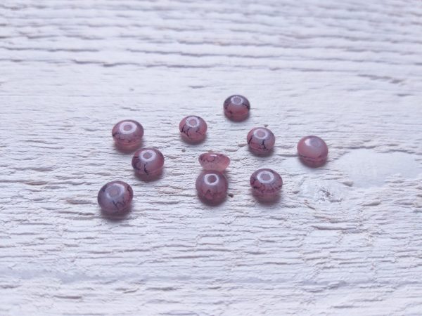 10 Perles Palets Marbrés 6 mm Vieux Rose