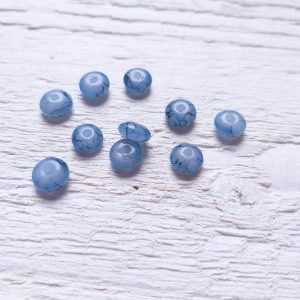 15 Perles Palets Marbrés 6 mm Bleu