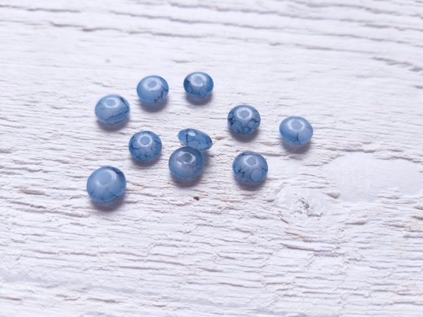 15 Perles Palets Marbrés 6 mm Bleu