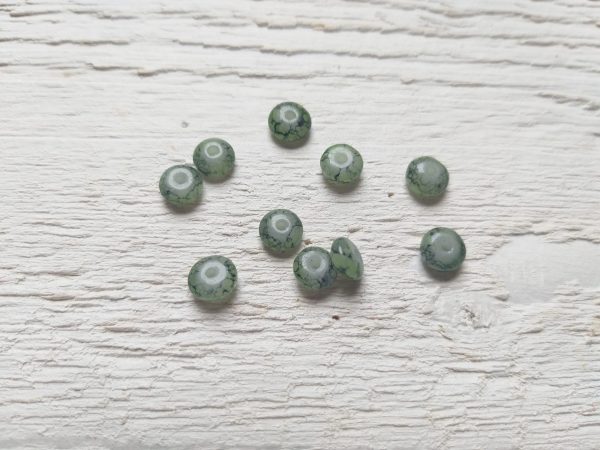 10 Perles Palets Marbrés 6 mm Vert Olive