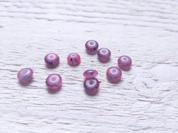 10 Perles Palets Marbrés 6 mm Rose