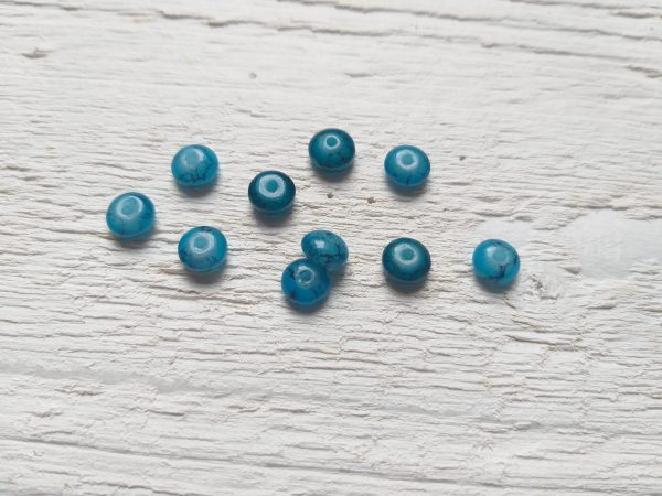 10 Perles Palets Marbrés 6 mm Indicolite