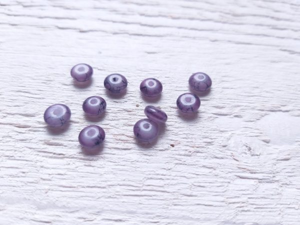 10 Perles Palets Marbrés 6 mm Violet