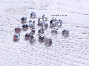 20 Toupies Aplaties 6 mm Cristal Silver