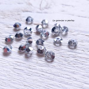 20 Toupies Aplaties 6 mm Cristal Silver