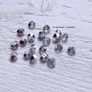 20 Toupies Aplaties 6 mm Cristal Silver