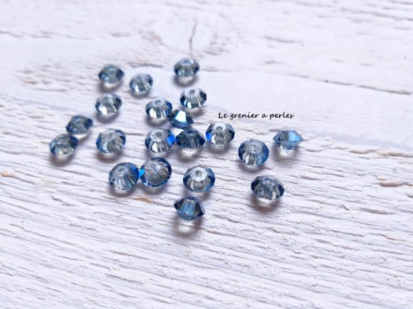 20 Toupies Aplaties 6 mm Silver Blue