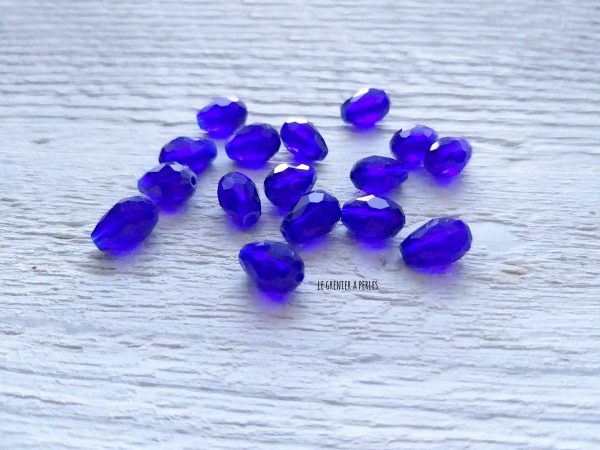 5 Perles Gouttes 12 x 8 mm Bleu Cobalt