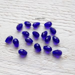 5 Perles Gouttes 12 x 8 mm Bleu Cobalt