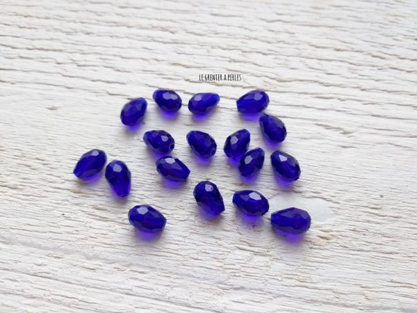 5 Perles Gouttes 12 x 8 mm Bleu Cobalt