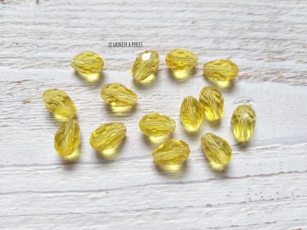 5 Perles Gouttes 12 x 8 mm Jaune