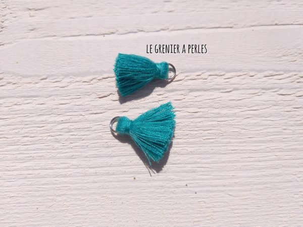 2 Petits Pompons coton * Light Vert Canard * 2 cm