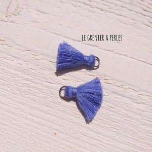 2 Petits Pompons coton * Bleu Violine * 2 cm