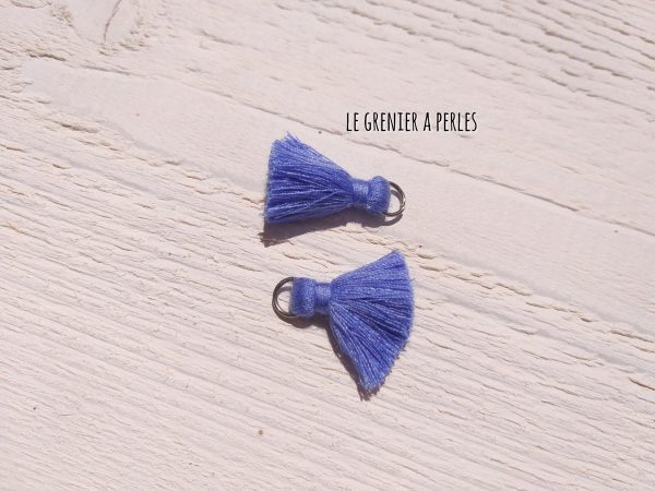 2 Petits Pompons coton * Bleu Violine * 2 cm