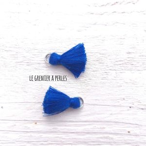 2 Petits Pompons coton * Bleu Roi * 2 cm