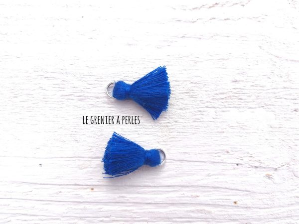 2 Petits Pompons coton * Bleu Roi * 2 cm