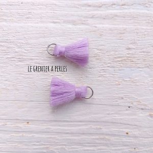 2 Petits Pompons coton * Mauve * 2 cm