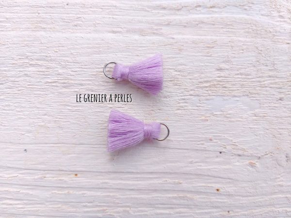 2 Petits Pompons coton * Mauve * 2 cm