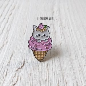 Pin’s Cornet de glace Chat * Pin’s en émail