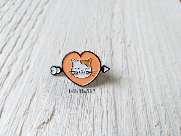 Pin's J'aime les chats * Pin's en émail