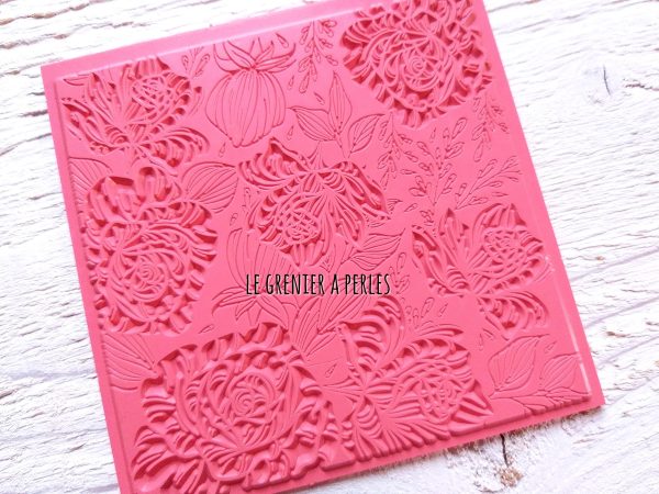 Plaque de texture " Rose Vintage " pour pâte polymère