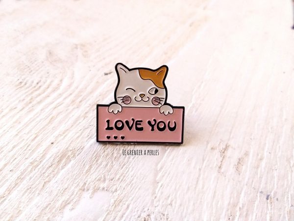 Pin's Chat I love you * Pin's en émail