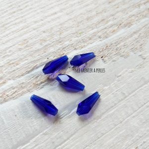 5 Perles Cristal 15 x 6 mm Bleu Cobalt