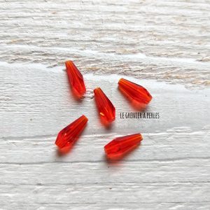 5 Perles Cristal 15 x 6 mm Rouge