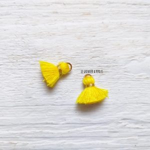 2 Petits Pompons coton * Jaune Canard * 1.5 cm