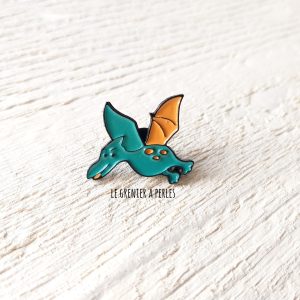 Pin’s Dino Vert et Orange * Pin’s en émail