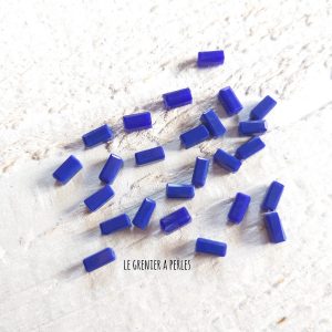 20 Perles Rectangles 7 x 3 mm Bleu Cobalt Opaque