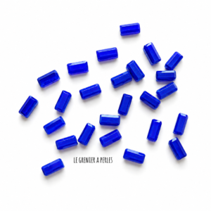 Perles Rectangles 7 x 3 mm 1921 bleu cobalt opaque perles en verre rectangle le grenier a perles