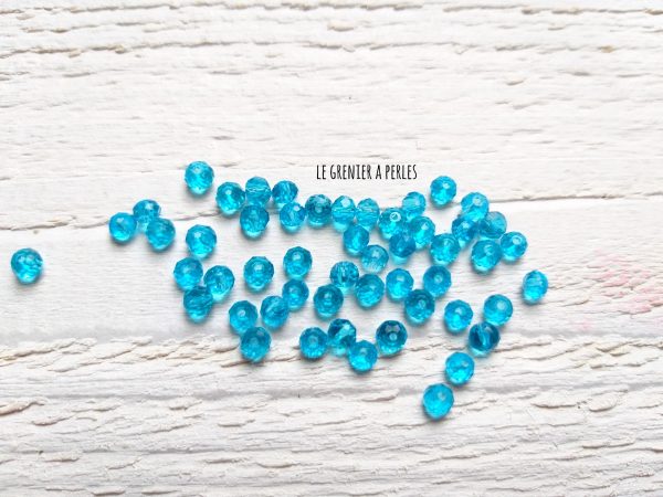 50 Perles Abacus 4 mm Aquamarine