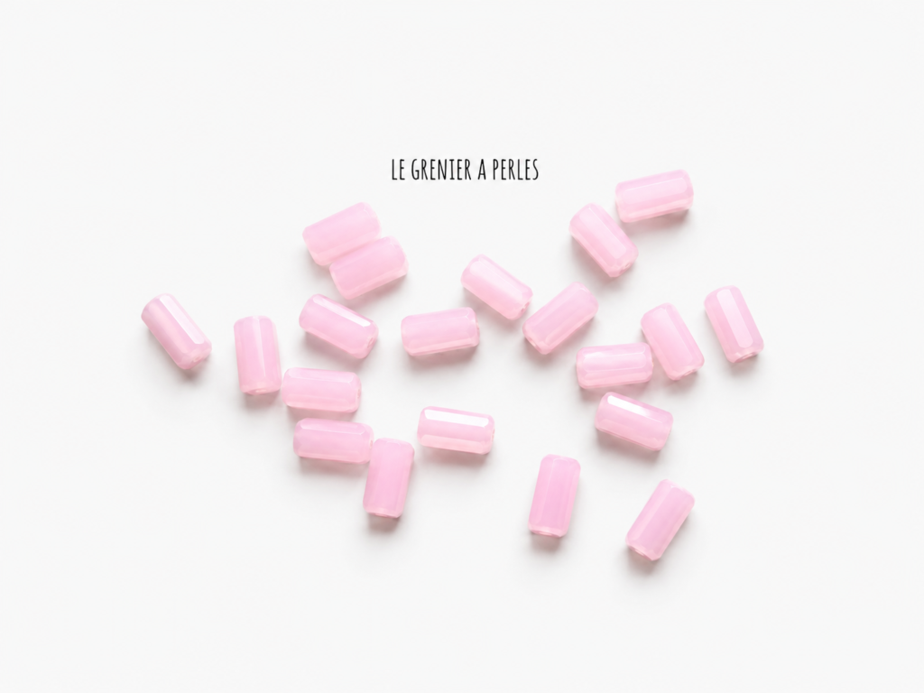 Perles Rectangles 7 x 3 mm 2053 rose opal perles en verre rectangle le grenier a perles
