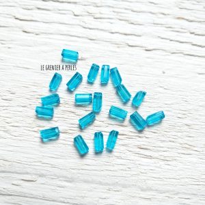 20 Perles Rectangles 7 x 3 mm Aquamarine