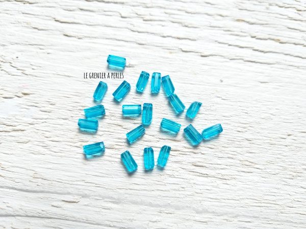 20 Perles Rectangles 7 x 3 mm Aquamarine