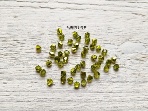 50 Toupies 4 mm Citron Vert Metallique