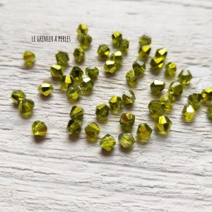 50 Toupies 4 mm Citron Vert Metallique