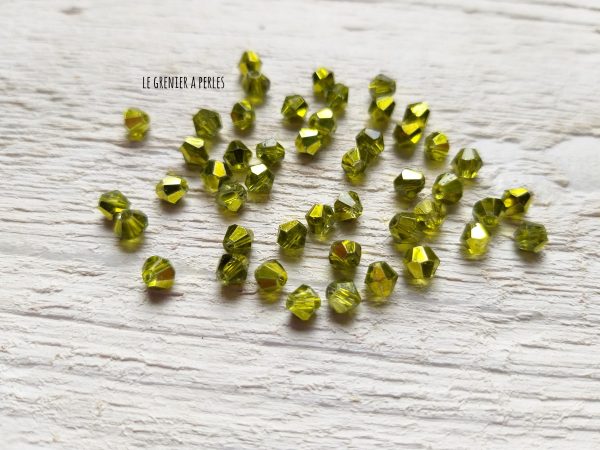 50 Toupies 4 mm Citron Vert Metallique