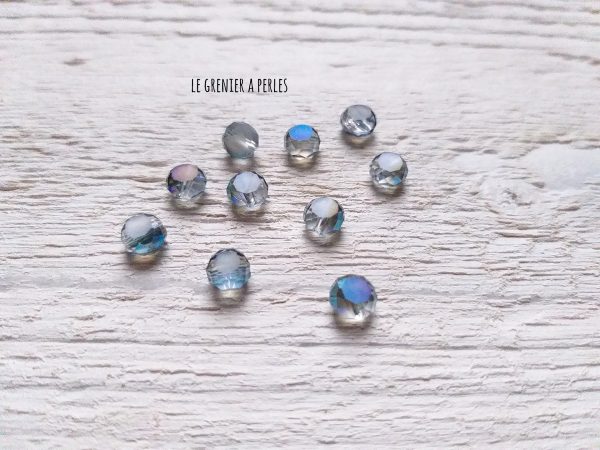 10 Perle Palet 6 mm Silver Blue AB