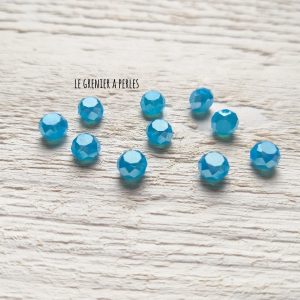 10 Perle Palet 6 mm Bleu Irisé AB