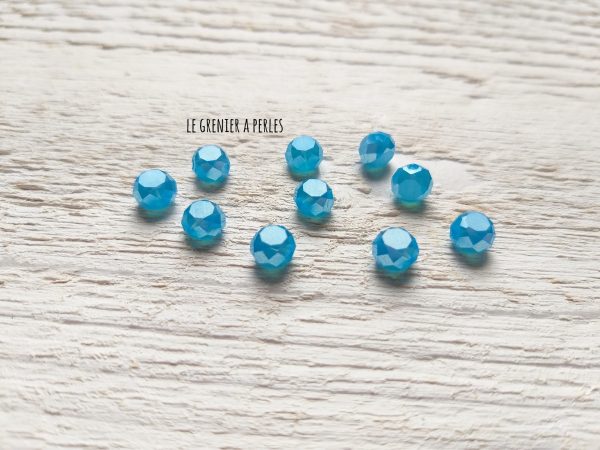 10 Perle Palet 6 mm Bleu Irisé AB