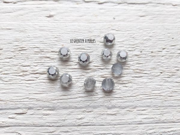 10 Perles Palet 6 mm Gris Irisé AB