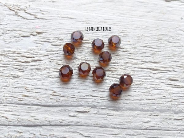 10 Perles Palet 6 mm Smocked Topaz AB