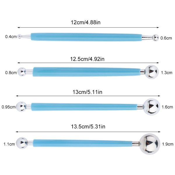 Set de 4 Outils embossing double embout ( dotting tool ) 0.4 cm - 2 cm