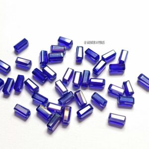 20 Perles Rectangles 7 x 3 mm Bleu Cobalt